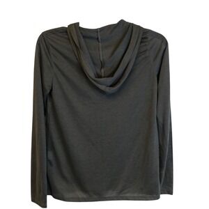 Seven Seas Charcoal Gray V Neck Long Sleeve Lightweight Hoodie Top Size S